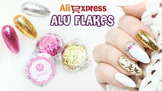 Aliexpress Nails Płatki Aluminiowe do paznokci  hybryda Monasi i żel SaviLand  Candymona [upl. by Jeff803]