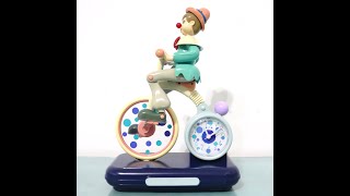 PHOTOSHOOT MOTION Alarm Mantel Clock MUSICAL Clown CYCLING Vintage [upl. by Ailenroc]