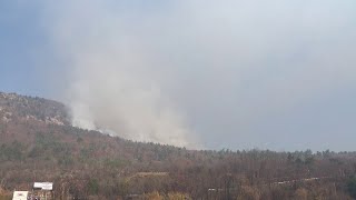 Crews battle massive brush fire in Northampton County [upl. by Hsirt]