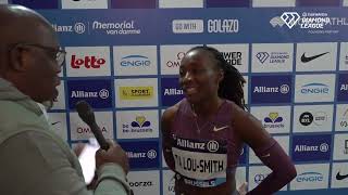 MarieJosee Ta LouSmith Chats After DQ At Brussels Diamond League Interview [upl. by Meeker583]