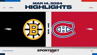 NHL Highlights  Bruins vs Canadiens  March 14 2024 [upl. by Aniratak]