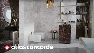 Elegant Bathroom Design  Marbleeffect tiles  Atlas Concorde [upl. by Ahseinet]