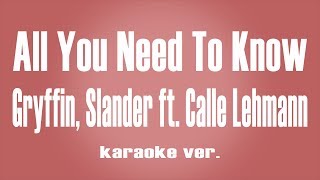 Gryffin Slander  All You Need To Know ft Calle Lehmann karaoke ver [upl. by Noletta]