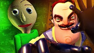 Baldi Baldis Basics VS Neighbor Hello Neighbor Batalha de Gigantes [upl. by Anihsat]