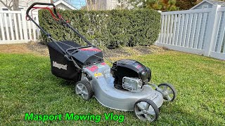 Masport 800 Commercial Push Mower  Mowing  Leaf Bagging  Updated Review [upl. by Constantino494]