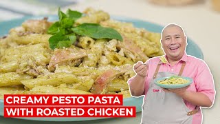 Creamy Pesto Pasta with Roasted Chicken Recipe [upl. by Wadell287]