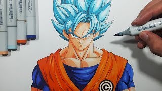 How To Draw Goku Super Saiyan Blue  Step By Step Tutorial [upl. by Ginder899]