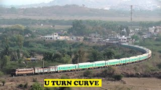 WAP4 Surprised Pom Big U Turn Curve At Ponpadi  Bangalore Howrah Humsafar [upl. by Nirel]