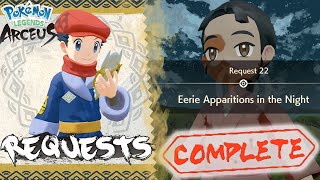 Pokemon Legends Arceus Request 22 Walkthrough quotEerie Apparitions in the Nightquot Wisp Location Guide [upl. by Townshend545]