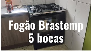 Fogão Brastemp 5 Bocas Preto Com Mesa de Vidro e Turbo Chama  BFS5VCE [upl. by Anilecram]