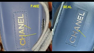 Real vs fake CHANEL sandals How to spot counterfeit Chanel Dad footwear slides [upl. by Nereus855]