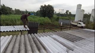 how to make cement sheet roofing shade tin shed Low price shed [upl. by Erait294]