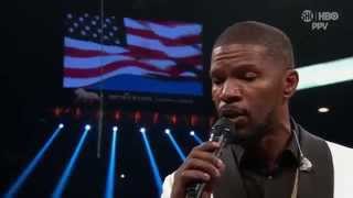 Jamie Foxx National Anthem Mayweather vs Pacquiao [upl. by Nihs]