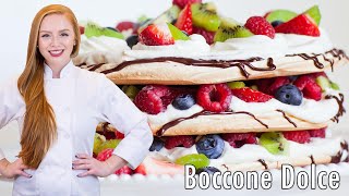 Boccone Dolce  Pavlova Cake with Fruit amp Whipped Cream [upl. by Raskin323]