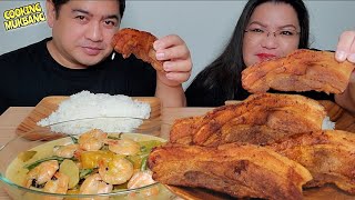 CRISPY PORK BELLY  GINATAANG HIPON NA MAY GULAY  COOKING MUKBANG  FILIPINO FOOD [upl. by Woodcock]