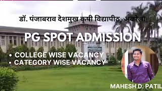 PG Spot Admission 202425  PDKV Akola Spot Vacancies explained by Mahesh D Patil [upl. by Issiah255]