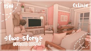 Bloxburg  150k 2Story Blush Spring Home  House Build [upl. by Ellwood]