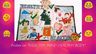 Poster painting on quotHEALTHY MIND HEALTHY BODYquothealthy mind healty body poster painting [upl. by Adnilre]