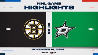 NHL Highlights  Bruins vs Stars  November 14 2024 [upl. by Lyrred]