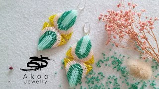 Peyote triangle earrings tutorial 11beaded tutorials [upl. by Sanjiv]