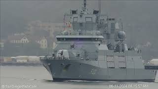 German frigate BadenWürttemberg F222 Inbound San Diego [upl. by Bonni]