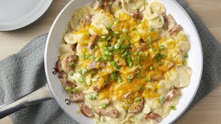 OnePot Kielbasa Cheddar Potatoes  Betty Crocker Recipe [upl. by Aiyotal743]