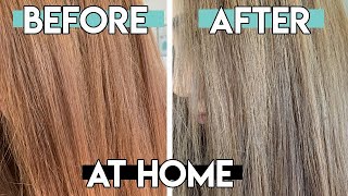 DIY AT HOME HAIR DYE COLOUR  TONE BRASSY TO ASHY USING A BOX DYE [upl. by Airretal]