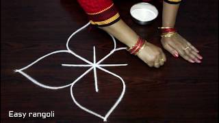 easy free hand rangoli designs  simpl rangoli with out dots  friday kolam muggulu  rangavalli [upl. by Narag]