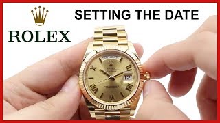 HOW to set Rolex DayDate Watches Change the Time Date amp Day [upl. by Orel164]