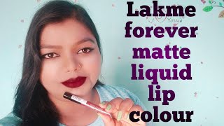 Lakme forever matte liquid lip colour shade 05 red sangria review [upl. by Eniaj542]