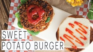 Vegan Recipe Sweet Potato Burger Collab with Healthy Grocery Girl [upl. by Fredela]