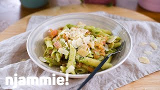 Pasta met broccolipesto en zalm Recept  njammie [upl. by Constancy]