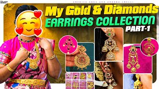 my gold and diamond brida earrings collection my gold jewellery collection trending viralvideos [upl. by Adas681]