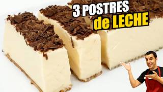 ¡Deliciosos Postres con Leche 😋🥛 Aprende 3 Recetas Fáciles 🍰 [upl. by Nittirb270]