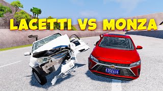 QAYSI MASHINA CHIDAMLIROQ LACETTI VS MONZA CRASH TEST  BeamNGdrive [upl. by Dolloff]