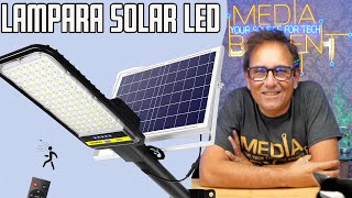 Lampara para exteriores Solar 100W LED 7000K [upl. by Atinihs330]