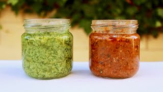 CÓMO HACER PESTO VERDE Y PESTO ROJO  Receta italiana [upl. by Loggins]