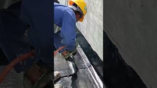 How to install waterproofing membrane waterproofing construction civilengineering viralvideo [upl. by Christan]