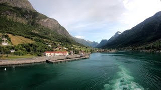 Olden Norway 4K Timelapse of the fjord and port filmed from the stern of our cruise ship [upl. by Enyahs]