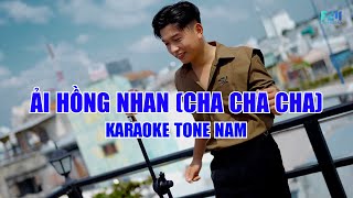 Karaoke Ải Hồng Nhan Cha Cha Cha  Cần Vinh x Lee Ken  Beat Tone Nam [upl. by Arleyne]