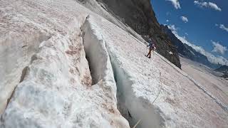 Crossing crevices on Aletsch Glacier [upl. by Anasiul]