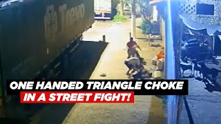 BJJ OneHanded Triangle Choke In a Street Fight [upl. by Adnaram855]