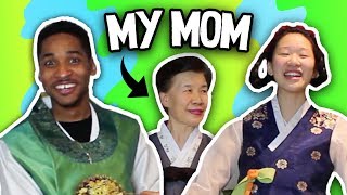 Boyfriend Wears Hanbok For Girlfriends Korean Mom 한복  SLICE n RICE 🍕🍚 [upl. by Atwood]