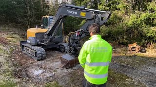 Volvo ECR88DMF 8670 removing concrete floor roots and frosty top soil😅 Garage project  part 2 [upl. by Tnecnev]