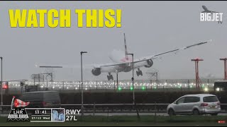 American 777 insane landing at London Heathrow [upl. by Ielirol]