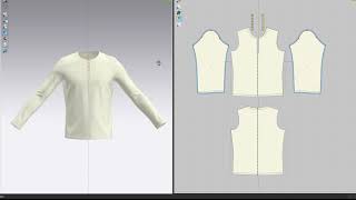 Collarless Long Sleeve Shirt Marvelous Designer Clo3D [upl. by Anwahs711]