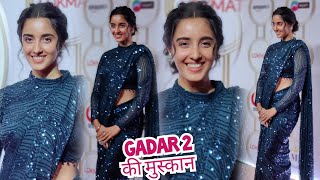 Simrat Kaur Looks Beautiful in Saree On The Red Carpet of Lokmat Most Stylish Awards 2023  Gadar 2 [upl. by Wolgast912]