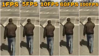 GTA 4 FPS COMPARISON 1 FPS VS 10 FPS VS 30 FPS VS 60 FPS VS 100 FPS [upl. by Nwahs]