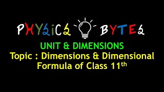 Dimensions and All Dimensional Formulas of 11th PHYSICS  NCERT  JEE  NEET [upl. by Llebana416]