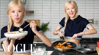 Rosé Cooks Kimchi Fried Rice Dinner  Now Serving  Vogue [upl. by Mathilda224]